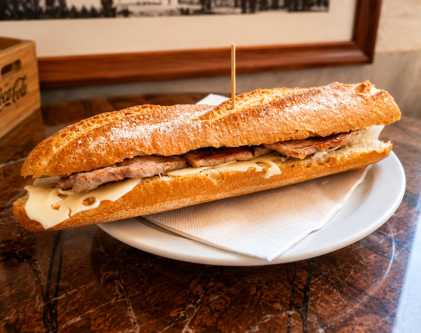 Bocadillo de lomo con queso