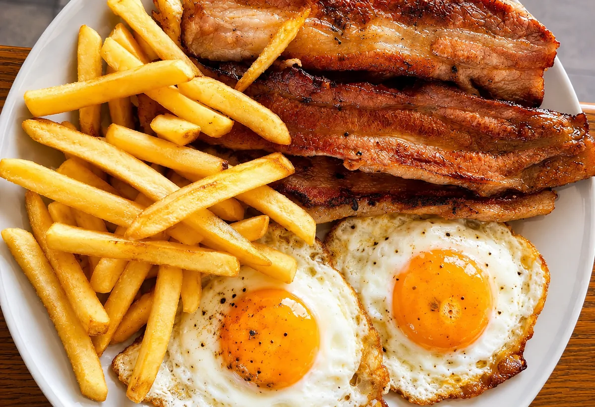 Huevos con patatas y panceta