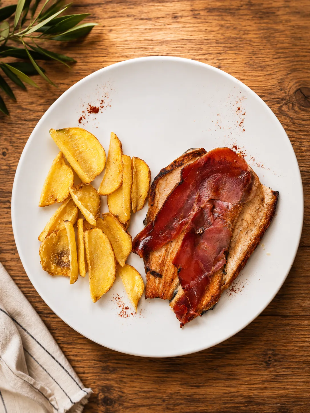 Trucha a la plancha con jamón